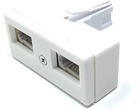 DRUT 1x BT Plug - 2x Sockets Telephone Splitter, BT Phone Line T Shaped | Cable Adapter, White (Two Way)