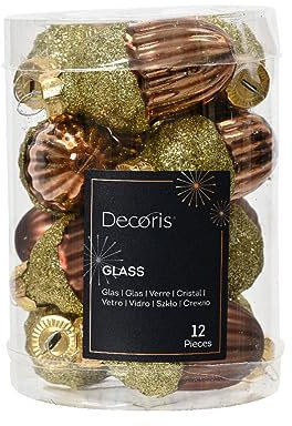 Kaemingk Christbaumschmuck Eicheln Glas 4cm x 12 Stück Weihnachtskugeln Espressobraun