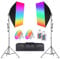 MSKIRA Softbox Lighting Kit Continuous Photography Lighting Kit 2x150W 3200-6000K Dimmable RGB LED Light Bulbs Soft Box Light for Video Recording Filming Lights YouTube Portrait Product Shooting