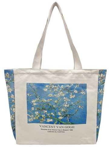 BROADREAM Jute Bag, Printed Vintage, Jute Bag, Shopping Bag, Canvas Tote Bag, Aesthetic Vintage Bags, Large Shoulder Bag, Fabric Bags for Women, Uni Work, Garden shed, 35 x 10 x 35 cm