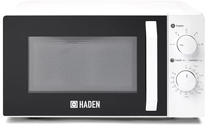 Haden 17L White Microwave Oven - 700W Easy Clean Microwave White - Manual Controls, 700W Power Compact Microwave Oven - Silent End Signal, Easy To Use Compact Microwave