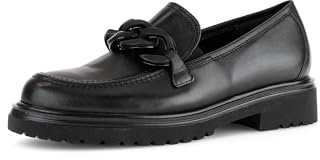 Gabor Damen Slipper, Frauen Slip On,Komfortable Mehrweite (H),schluepfschuhe,Loafer,College Schuhe,Slip-ons,schwarz (Uni+Lack),38 EU / 5 UK
