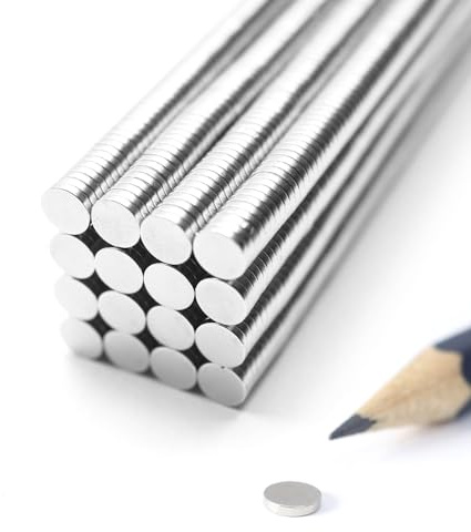 PACKIVO Neodym Magnete ⌀ 5 x 1 mm - 2 Stück Kleine Magnete Scheibenmagnete extra stark rund mini Magnet Magnettafel Pinnwand Kühlschrank Schwarzes Brett Whiteboard Basteln Handwerk Fotos Büro