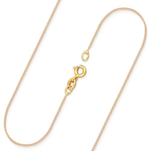 EDELIND Goldkette Damen 375 Echtgold - Ankerkette 0.8 mm Gelbgold 36cm - Feine Halskette mit Geschenkbox