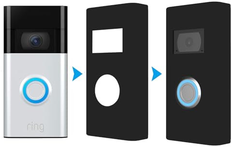 1Pcs Silicone Skin Case Cover Compatible With Ring Video Doorbell(2nd Gen)/ Ring Battery Video Doorbell Plus - Protect your RingDoorbell from Direct Infringement of Sun Glare, Weather & UV Black