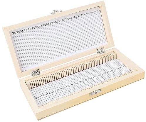 Objektträger Box 50PCS Deluxe Biology Scope Präparierte Objektträger Proben Holz Aufbewahrungsbox Fall