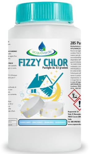 acquaverde FIZZY CHLOR | Tabs di Candeggina Effervescente - 2 kg, Pastiglie da 3,5 gr, Cloro Attivo Multiazione per la Pulizia di Casa, Superfici, Bagno e Bucato: Igienizza, Smacchia e Sbianca