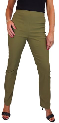 Paulo Due Elasticated Waist Trouser for Women Pull On Khaki Green (14)