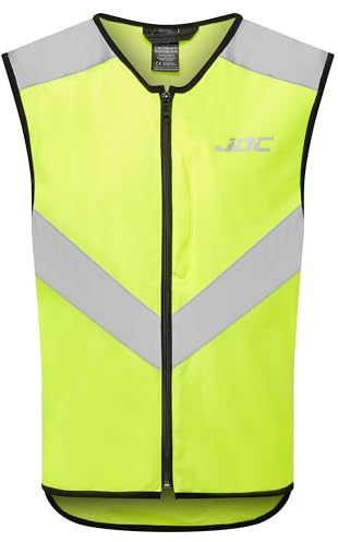 JDC Motorrad Hi Vis Weste Hohe Sichtbarkeit Reißverschluss Sicherheit Reflektierendes Gelb – AXIS - Gelb - L