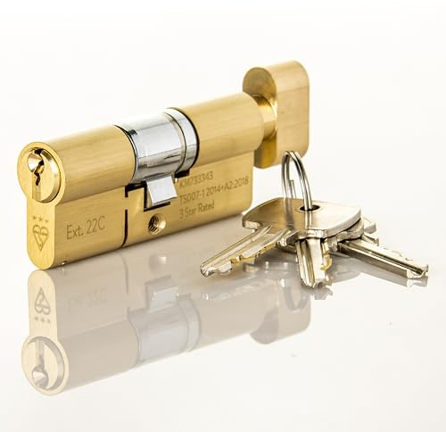 TSS TS007 3 Star British Standard Insurance Approved Thumbturn Euro Lock. Anti Snap Police Preferred. Brass Finish 3 Keys 3 Star Euro Cylinder (35mm Turn Side x 35mm External (70mm Total))