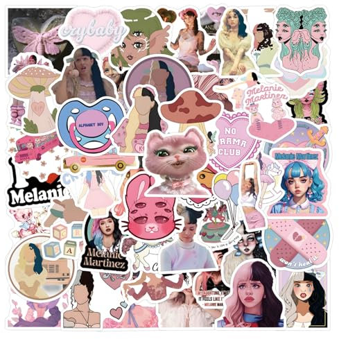 Melanie Martinez Aufkleber, 50 Stück Singer Idol Aufkleber, Ästhetische Vinyl wasserdichte Character Aufkleber für Laptop Gepäck Skateboard Gitarre, Mädchen und Adults