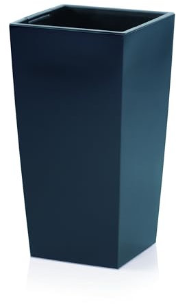 Vaso da fiori 26 x 26 x 50 cm, dal design moderno con contenitore interno per risparmiare sulla terra, vasi da fiori in plastica per eleganti composizioni di piante, antracite