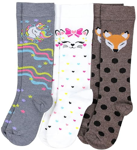 TupTam Kniestrümpfe Mädchen – Kniestrümpfe Kinder Baumwolle 3er Pack – Bunte Kniesocken für Schule & Alltag