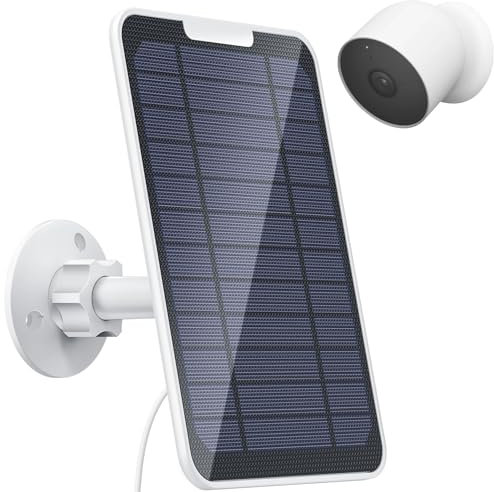 4W Solar Panel Charger for Google Nest Camera Outdoor/Indoor (Battery Version), Google Nest Camera IP65 Weatherproof with 3M Cable Solar