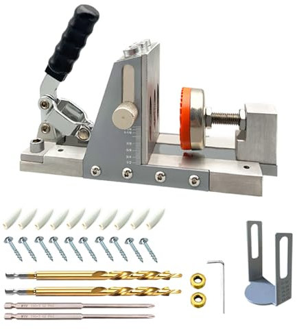 Juego de plantillas de agujero de bolsillo de 15 grados con junta guía de taladro, localizador de agujeros inclinados ajustables para carpintería