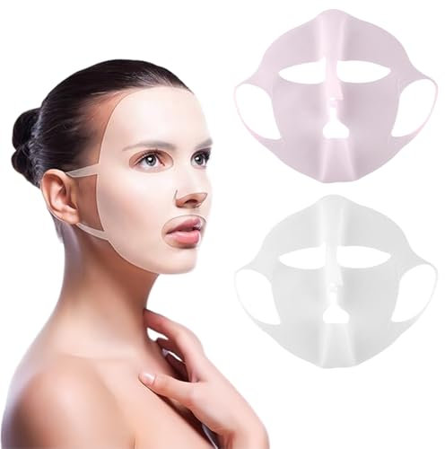 QOMJUFA 2 pcs maschera in silicone, mascherina riutilizzabile in silicone Maschera per il viso idratante viso idratante