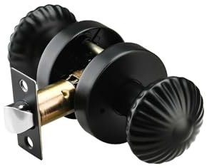 NCSEN Pomos de puerta interiores costeros con cerradura a presión, pomos de concha marina negro mate para privacidad, perilla de puerta resistente con cerradura