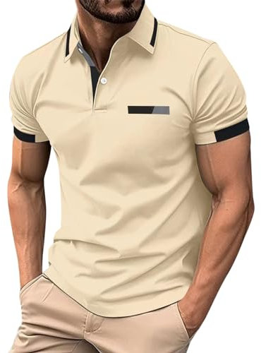 NQyIOS Men‘s Polo T Shirt Sports Quick-Dry Tech Wicking Golf Breathable Short Sleeve Polo Shirt Gym Clothes for Men Mens Henley Shirts Long Sleeve Striped Long Sleeve Swim top Men Shirt (Khaki, XXL)