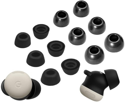 A-Focus [6 Pairs] Pixel Buds Pro 2 【 Memory Foam & Silicone 】 Ear Tips, Soft Replacement Comfortable Earbuds Eartips Gel Compatible with Google Pixel Buds Pro 2 Black