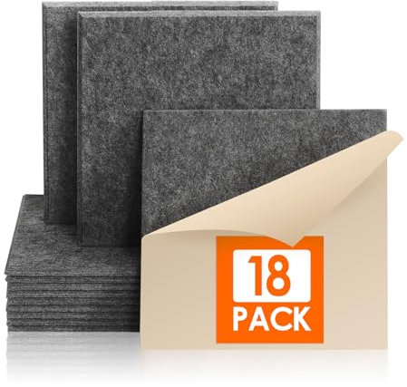 Rdutuok 18 Stück Selbstklebend Akustikplatten,30x30x1 cm Akustik Absorber Akustikpanel Schallschutzplatten für Tonstudio,Büro,Studio,Akustische Behandlung und Wanddekoration,Dunkelgrau