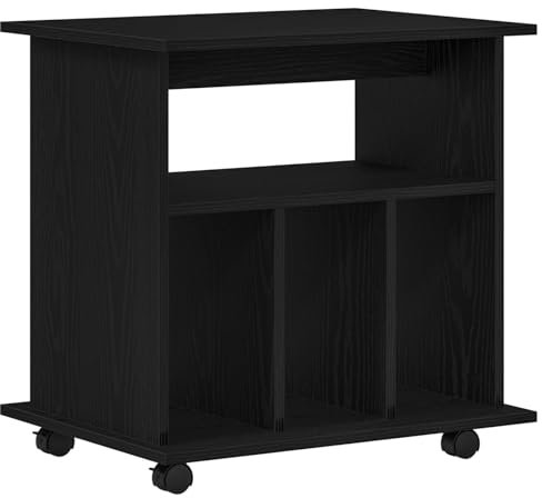 vidaXL Minimalistischer Schwarzer Eichen Büroschrank Mit Rädern Multifunktionale Stauraumlösung Für Schlafzimmer Wohnzimmer Freistehende Regale Robuste Gestaltung Innenregal
