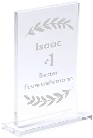 KDO MAGIC - Trophée Personnalisable - Coffret Cadeau Inclus - Trophée Verre personnalisé - Texte, prénom ou Date gravé - Rectangle - Anniversaire, récompense, Thème Top 1