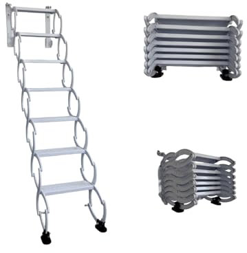 Scala pieghevole retrattile per soffitta, scala telescopica per soffitta con sistema di discesa, soffitta interna ed esterna per casa, scale per soffitta montate a parete(4 steps 130CM)