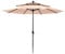 PHI VILLA 3m Garden Parasol Umbrella for Sun Protection 3 Tier Patio Outdoor Waterproof Umbrella with Crank,Beige
