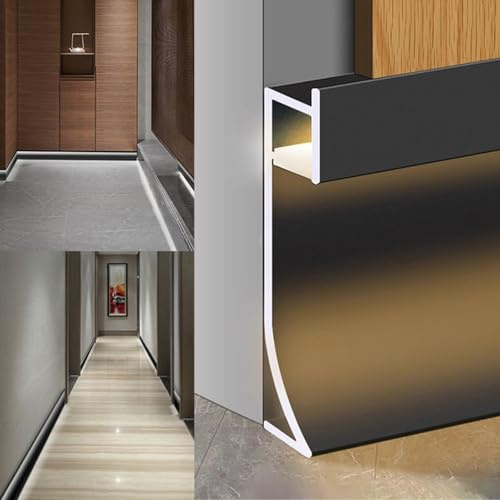 Blazea Corniche LED Plafond Plinthe LED en Aluminium pour Sol, Cache-plinthes à Éclairage Linéaire en Aluminium, Diffuseur LED Profilé pour Home Cinéma, Salon Ou Entrée(1m(3.3ft))