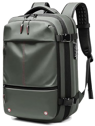 Mochila Viaje vacio 60L expandible con Bomba, Mochila de Viaje con vacio y compresión, Impermeable antirrobo Cabina avión con separación Seca y húmeda para Hombre Mujer(D,D)