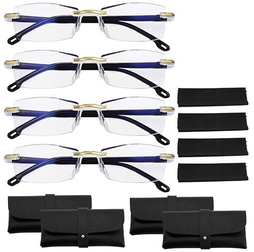 4 Pcs Intelligente Zoom Brille Autofokus-Blaufilter-Gleitsichtbrille Smart Focus Brille Mit Hd-Optik Glasses Mit Automatischer Dioptrien Unisex Leicht Komfortabel 4 Lederetuis 4 Brillenputztücher