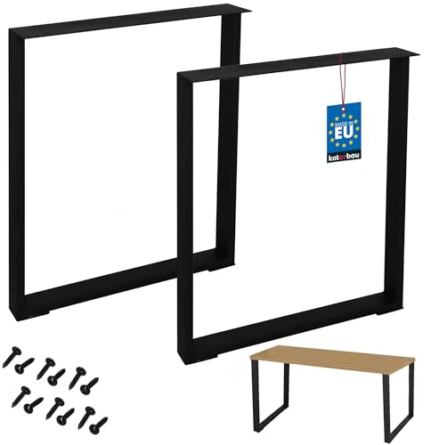 KOTARBAU® Tischbeine Metall Schwarz, Schreibtischbeine 60 x 72 cm | aus pulverbeschichtetem Stahl, Tischgestell, Tischfüße, Tischuntergestell, Füße für Tisch, 2er Set