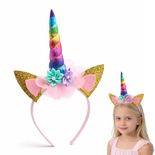 Androxeda 1 Diadema Niña, Diadema de Fiesta para Cumpleaños, Carnaval, Halloween, Diadema Decorativa, Accesorios para Niñas, Diadema de Cuerno y Orejas