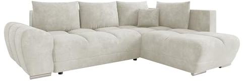 Mirjan24 Ecksofa Fureniz mit Bettkasten, 4 Sitzer L-Form Sofa mit Schlaffunktion, Eckcouch für Wohnzimmer, Couch mit Bettfunktion (Lumo 55, Seite: Rechts)