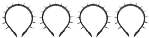 Alipis 4pcs Punk Gothic Rivet Headband Spiked Studded Hair Hoop for Women Party Baroque Fashion Headwear Black