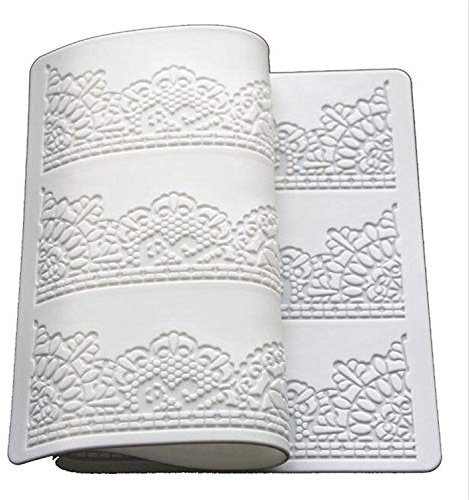 39,8 x 20 cm weiß- und Fondant Silikon Spitze Backen Matte Blumen Muster Silikon Form Pad für Kuchen dekorieren Tools Backpinsel, Backform