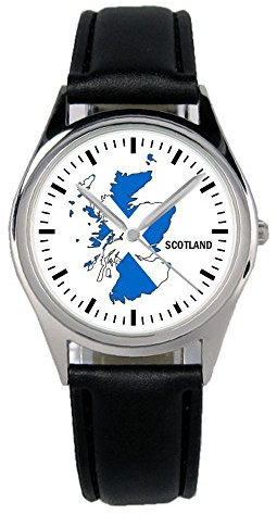 KIESENBERG Armbanduhr Schottland Geschenk Artikel Idee Fan Damen Herren Unisex Analog Quartz Lederarmband Uhr 36mm Durchmesser B-1091