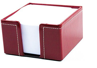 DELMON VARONE - Zettelkasten Cambridge Top Grain Leder rot, Zettelbox inkl. 500 Blatt Papier, Notizklotz in Echtleder Box für Schreibtisch & Büro, Ideal zum Notieren von Gedanken, Ideen & Notizen
