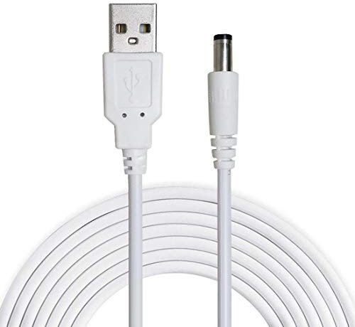 Liwinting 1m Cavo Adattatore di Alimentazione USB DC Barrel JACK 5V Caricatore 5.5mm x 2.1mm - Bianco