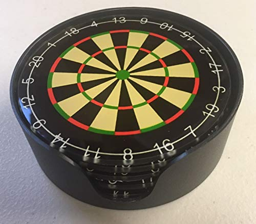 SC Gifts Dartboard Coasters, 6 Stück, Glas, Quadratisch, Schwarz
