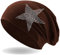 Hatstar Strass Stern Damen Beanie Mütze | elastisches Slouch Long Beanie | Mädchen Mütze | mit edler Strass Applikation | leicht und weich (Brown)