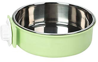 Andiker Pet Hanging Bowl 2-in-1 Removable Stainless Steel Food Hanging Bowl for Puppy/Cat, Pet Bowl Hanging Cage Large Water Food Feeder for Dogs Cats (Small, Green)