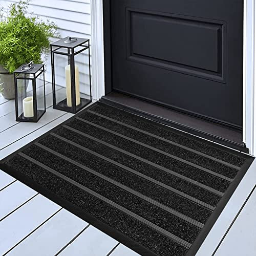 ubdyo Door Mats Indoor - Extra Durable Dirt Trapping Indoor Mats - Non-slip Rubber Rubber Door Mat - Low Profile Welcome mat outdoor - (43 x 76 cm, Bright Black)