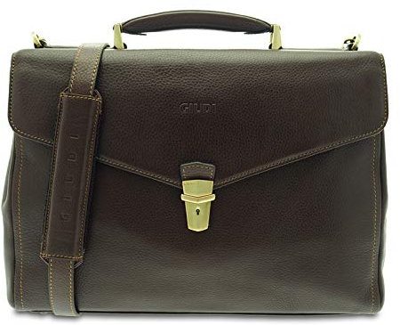 GIUDI ® - Aktentasche aus echtem Leder, weiches und gehämmertes echtes Kalbsleder, Ledergurt, abnehmbar und verstellbar, Made in Italy
