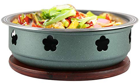 LTLWSH Piccola Wok Antiaderente Set con Fornello, Mini Pentola Adatto A Una Persona E Mantiene Caldo Il Cibo,D19.5cm