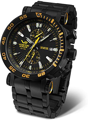 Vostok Europe Energia Rocket Herrenuhr mit massivem Edelstahlarmband 49 MM Durchmesser Chronograph 30 ATM Datum