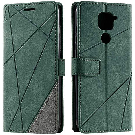 SONWO Cover per Xiaomi Redmi Note 9, Flip Caso in PU Pelle Case Cover Portafoglio Custodia per Xiaomi Redmi Note 9, [Kickstand] [Slot per Schede], Verde