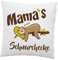 LIEBTASTISCH Kissen mit Spruch - Mama´s Schnarchecke - Faultier - Kissenbezug mit Füllung - Muttertag - Geburtstag - Geschenk Beste Mama - Deko Kissen - weiß 40cmx40cm