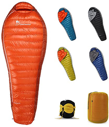MOUNTAINTOP Daunenschlafsack Ultraleicht Backpacking Camping Schlafsack mit Packsack 800g