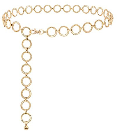 XIAOWU Taillenkette Gürtel Damen aus Metall für Kleid Jeans Verstellbare Legierung Kette Mode Body Link Kettengürtel